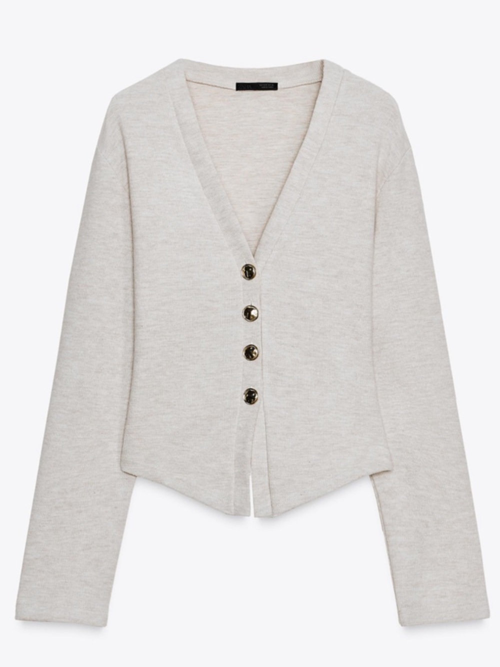 V-Neck Soft Button Beige Cardigan